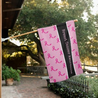 Breast Cancer Awareness with Pink Ribbon House Flag