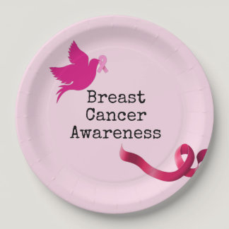Breast Cancer Awareness with Pink Ribbon   Paper Plates