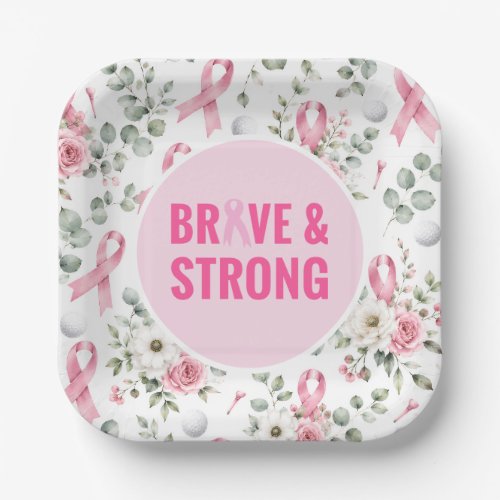 Breast Cancer Awareness with Pink Ribbon Paper Plates