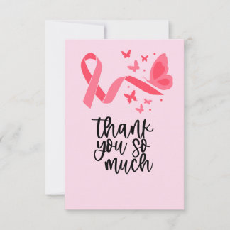 Breast Cancer Awareness with Pink Ribbon  Thank You Card