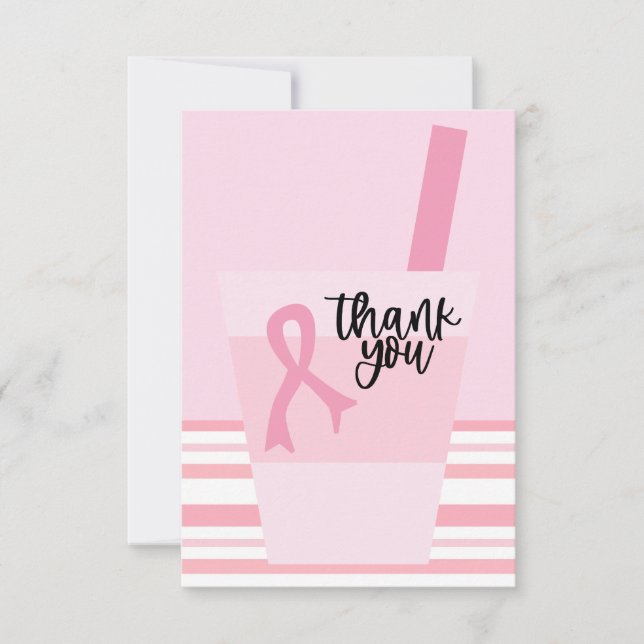 Breast Cancer Awareness with Pink Ribbon  Thank You Card (Front)