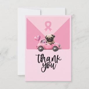Breast Cancer Awareness with Pink Ribbon Thank You Card