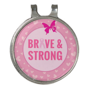 Breast Cancer Awareness with Pink Ribbon theme Golf Hat Clip