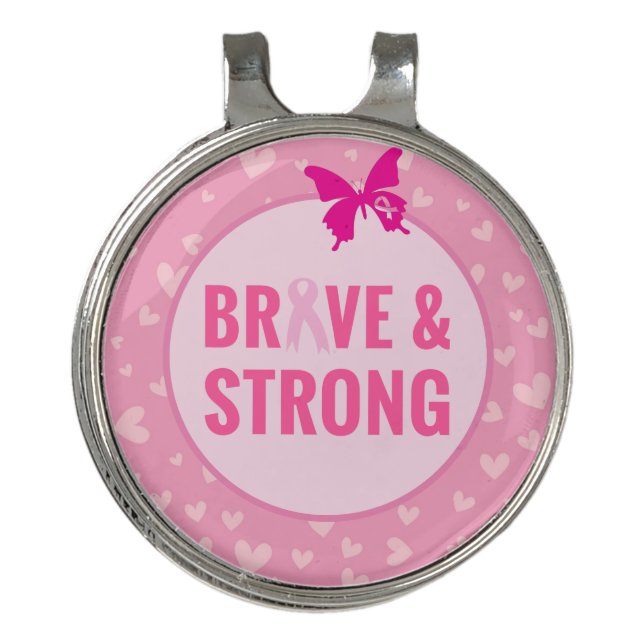 Breast Cancer Awareness with Pink Ribbon theme Golf Hat Clip (Front)