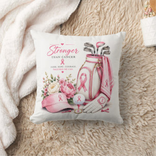 Breast Cancer Awareness with Pink Ribbon Throw Pillow