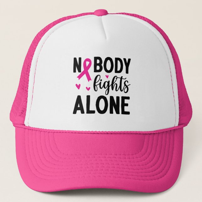 Breast Cancer Awareness with Pink Ribbon   Trucker Trucker Hat (Front)