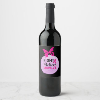 Breast Cancer Awareness with Pink Ribbon  Wine Label