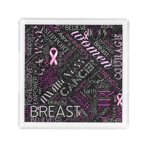 Breast Cancer Awareness Word Cloud ID261 Acrylic Tray