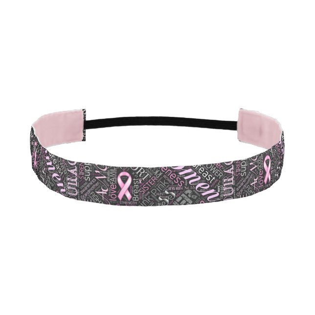 Breast Cancer Awareness Word Cloud ID261 Athletic Headband (Front)