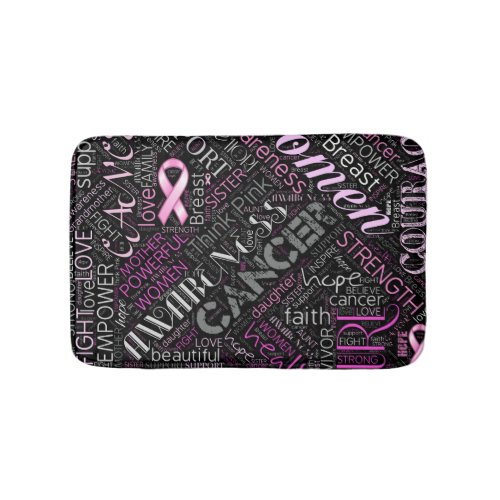 Breast Cancer Awareness Word Cloud ID261 Bath Mat