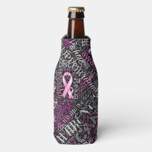 Breast Cancer Awareness Word Cloud ID261 Bottle Cooler