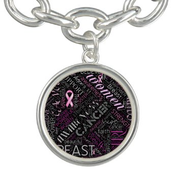 Breast Cancer Awareness Word Cloud Id261 Bracelet by arrayforaccessories at Zazzle