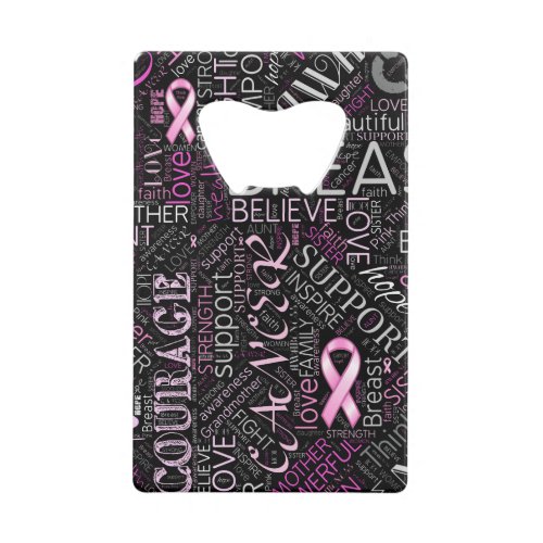 Breast Cancer Awareness Word Cloud ID261 Credit Card Bottle Opener