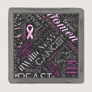 Breast Cancer Awareness Word Cloud ID261 Gunmetal Finish Lapel Pin