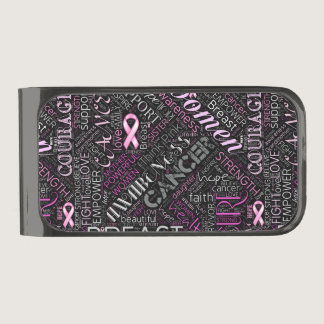 Breast Cancer Awareness Word Cloud ID261 Gunmetal Finish Money Clip