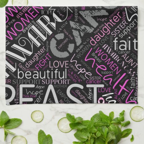 Breast Cancer Awareness Word Cloud ID261 Kitchen Towel