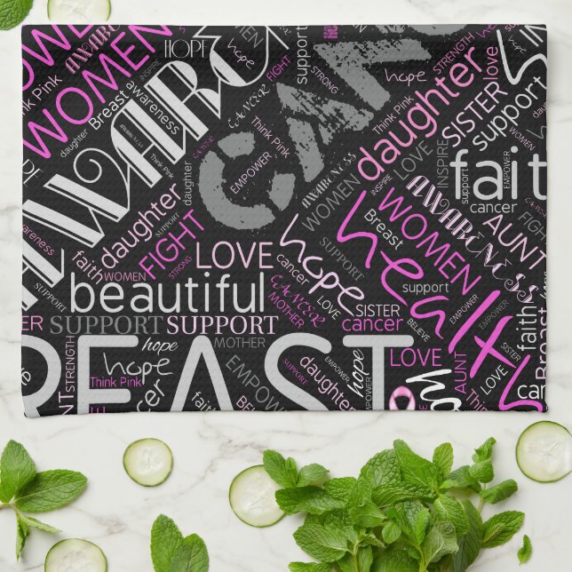 Breast Cancer Awareness Word Cloud ID261 Kitchen Towel (Folded)