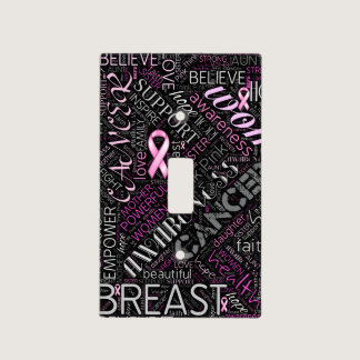 Breast Cancer Awareness Word Cloud ID261 Light Switch Cover