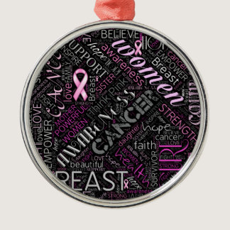 Breast Cancer Awareness Word Cloud ID261 Metal Ornament