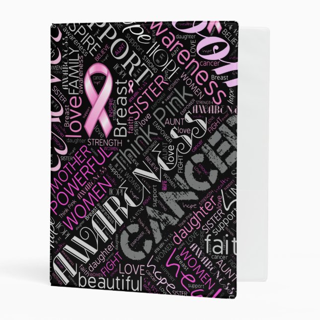 Breast Cancer Awareness Word Cloud ID261 Mini Binder (Front/Inside)