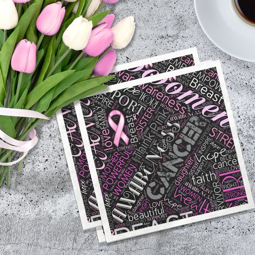 Breast Cancer Awareness Word Cloud ID261 Napkins