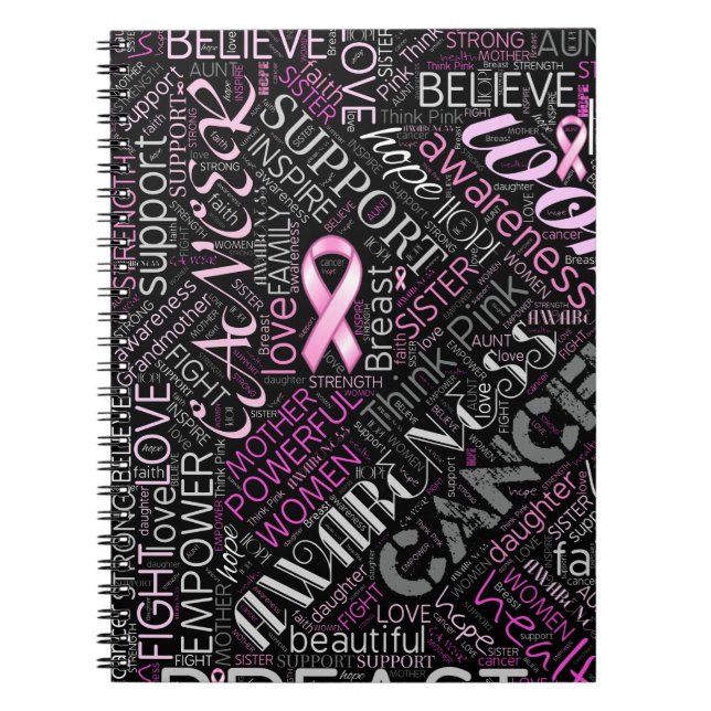 Breast Cancer Awareness Word Cloud ID261 Notebook (Front)