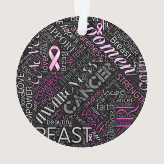 Breast Cancer Awareness Word Cloud ID261 Ornament