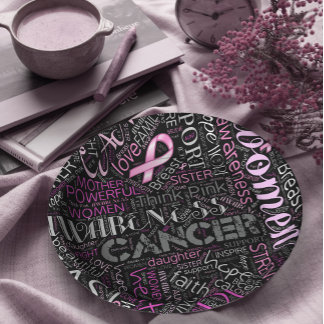 Breast Cancer Awareness Word Cloud ID261 Paper Plates