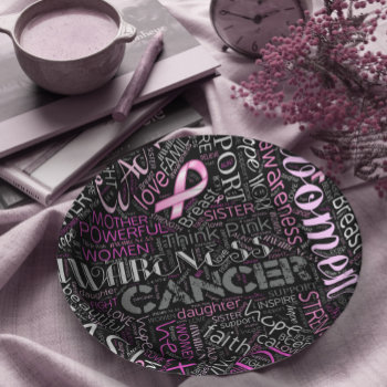 Breast Cancer Awareness Word Cloud Id261 Paper Plates by arrayforhome at Zazzle