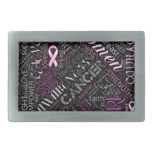 Breast Cancer Awareness Word Cloud ID261 Rectangular Belt Buckle