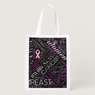 Breast Cancer Awareness Word Cloud ID261 Reusable Grocery Bag