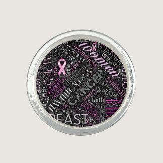 Breast Cancer Awareness Word Cloud ID261 Ring