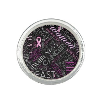 Breast Cancer Awareness Word Cloud Id261 Ring by arrayforaccessories at Zazzle