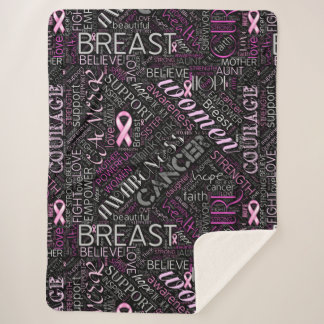 Breast Cancer Awareness Word Cloud ID261 Sherpa Blanket