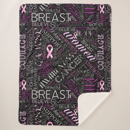 Breast Cancer Awareness Word Cloud ID261 Sherpa Blanket