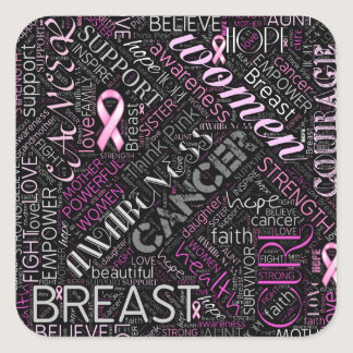 Breast Cancer Awareness Word Cloud ID261 Square Sticker