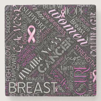 Breast Cancer Awareness Word Cloud ID261 Stone Coaster