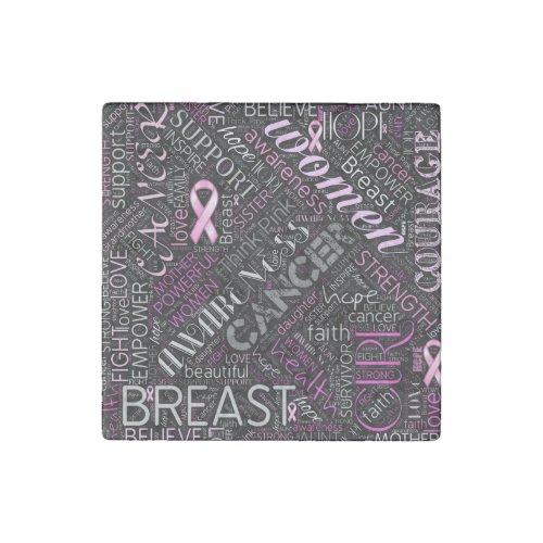 Breast Cancer Awareness Word Cloud ID261 Stone Magnet