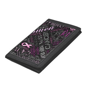 Breast Cancer Awareness Word Cloud ID261 Tri-fold Wallet
