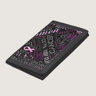 Breast Cancer Awareness Word Cloud ID261 Trifold Wallet