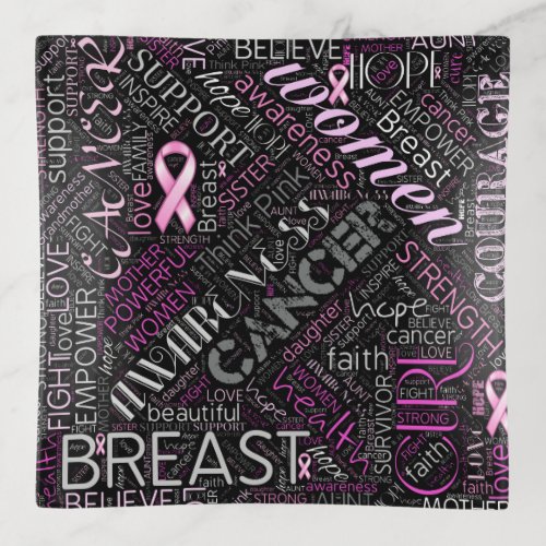 Breast Cancer Awareness Word Cloud ID261 Trinket Tray