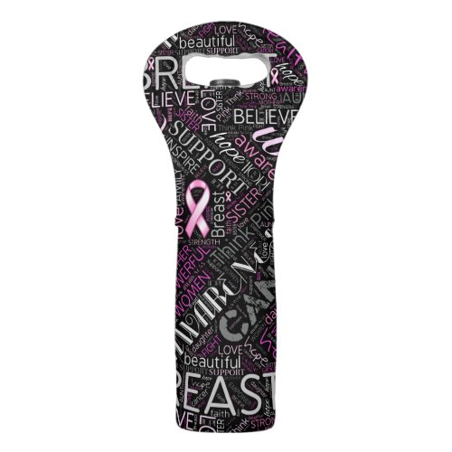 Breast Cancer Awareness Word Cloud ID261 Wine Bag