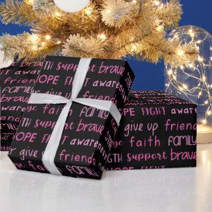 Breast Cancer Awareness Word Pattern Wrapping Paper