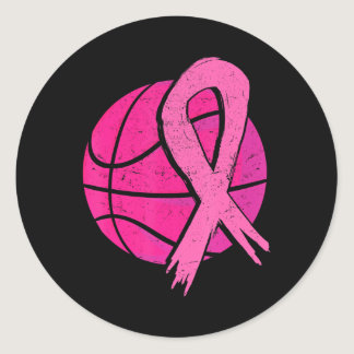 Breast Cancer Basketball Ball Pink Ribbon Classic Round Sticker