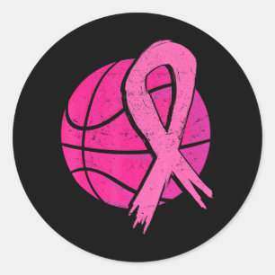 Breast Cancer Basketball Ball Pink Ribbon Classic Round Sticker