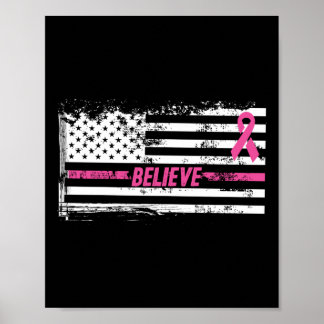Breast Cancer Believe American Flag Recovery Poster