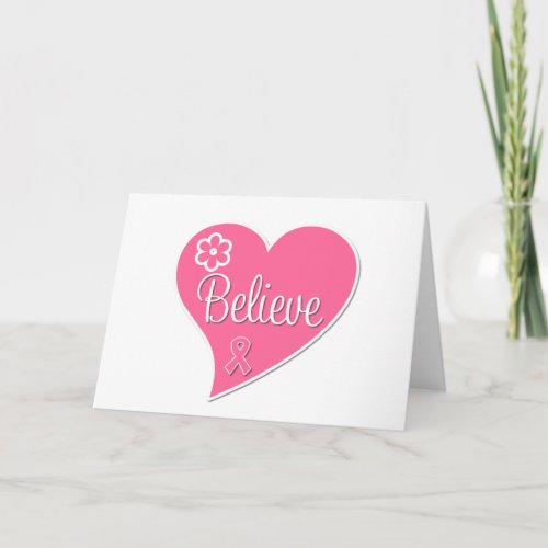 Breast Cancer Believe Pink Heart Card