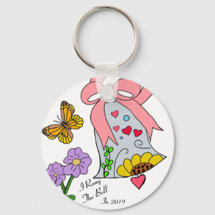 Breast Cancer Bell and ribbon Keychain