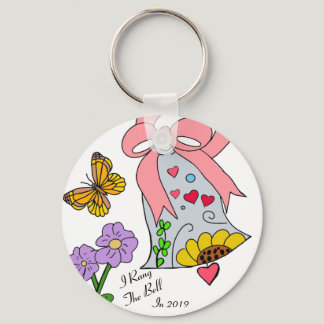 Breast Cancer Bell and ribbon Keychain