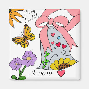 Breast cancer bell and ribbon magnet